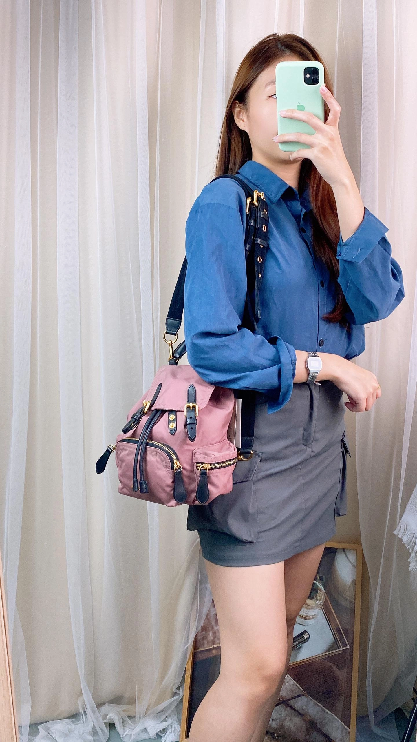 Burberry Pink Nylon Rucksack Backpack