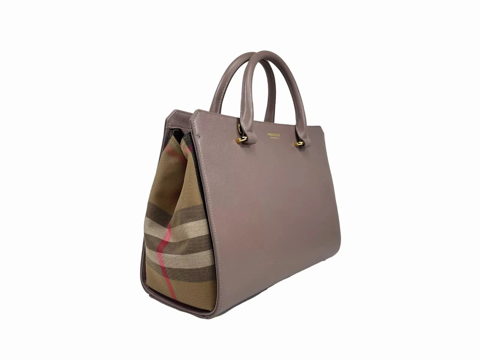 Burberry Small Banwell Leather Tote Bag Purse Women's Mink