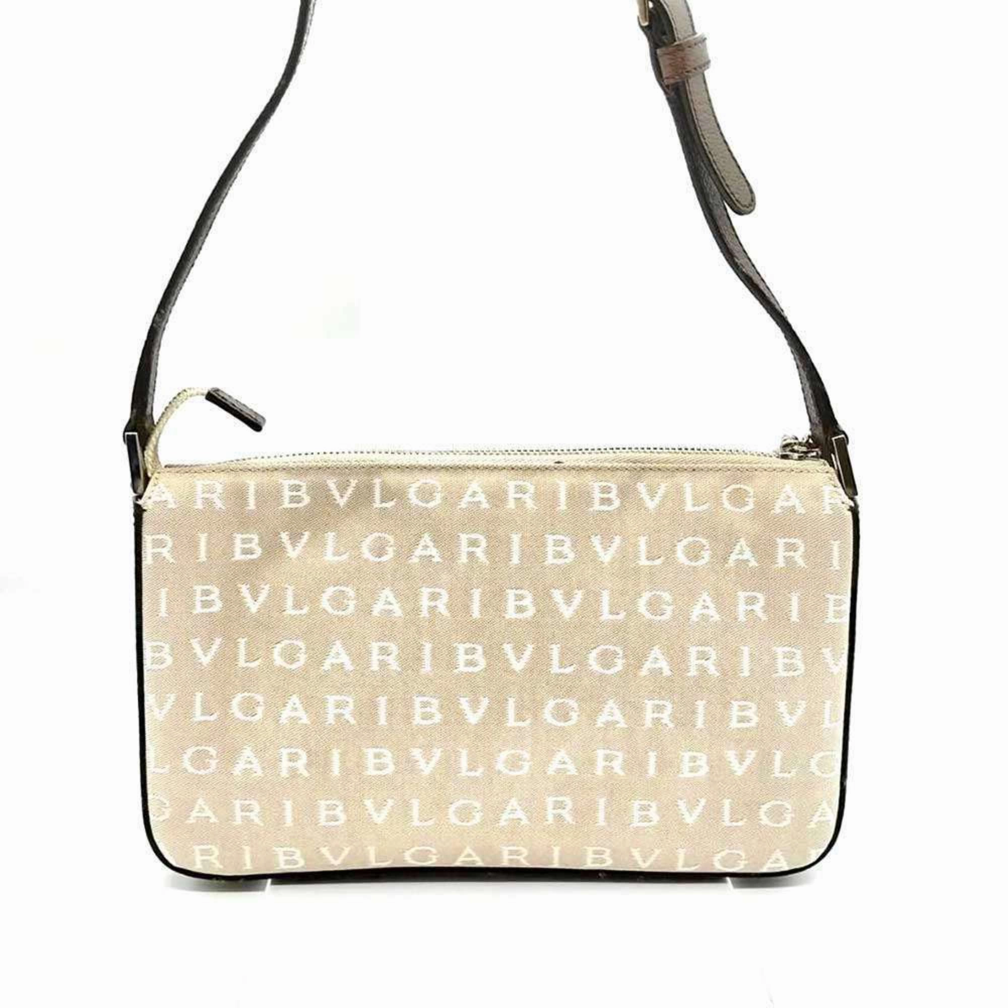 Bvlgari pink Canvas Leather Pouch Shoulder Bag (Pre-Owned)
