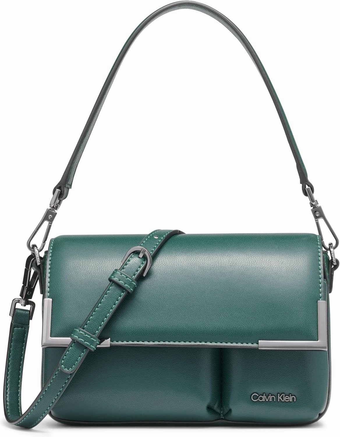 Calvin Klein Mica Organizational Flap Crossbody, Deep Forest Puffy, One Size