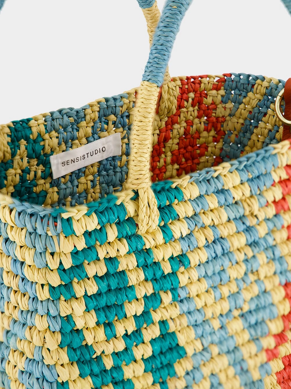 Canasta Patterned Medium Handbag with Leather Strap