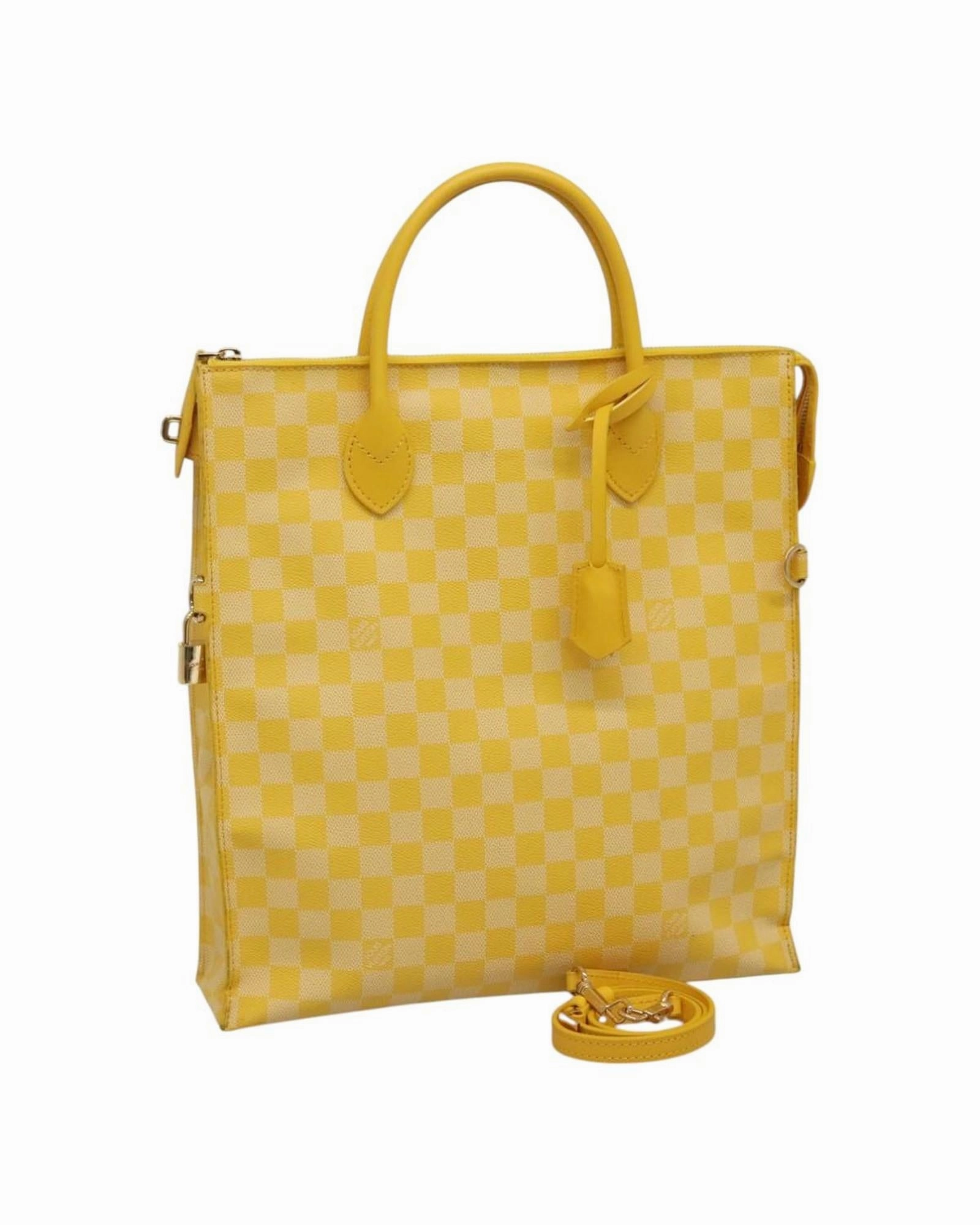 Canvas Shoulder Bag with Key Charm and Padlock
