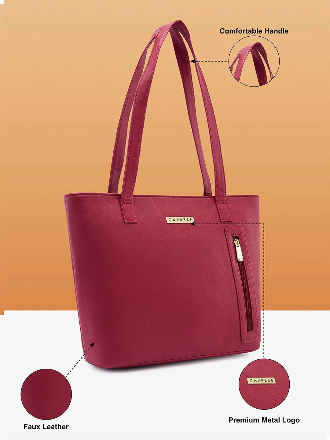 Caprese Alexandria Large Maroon Tote Bag