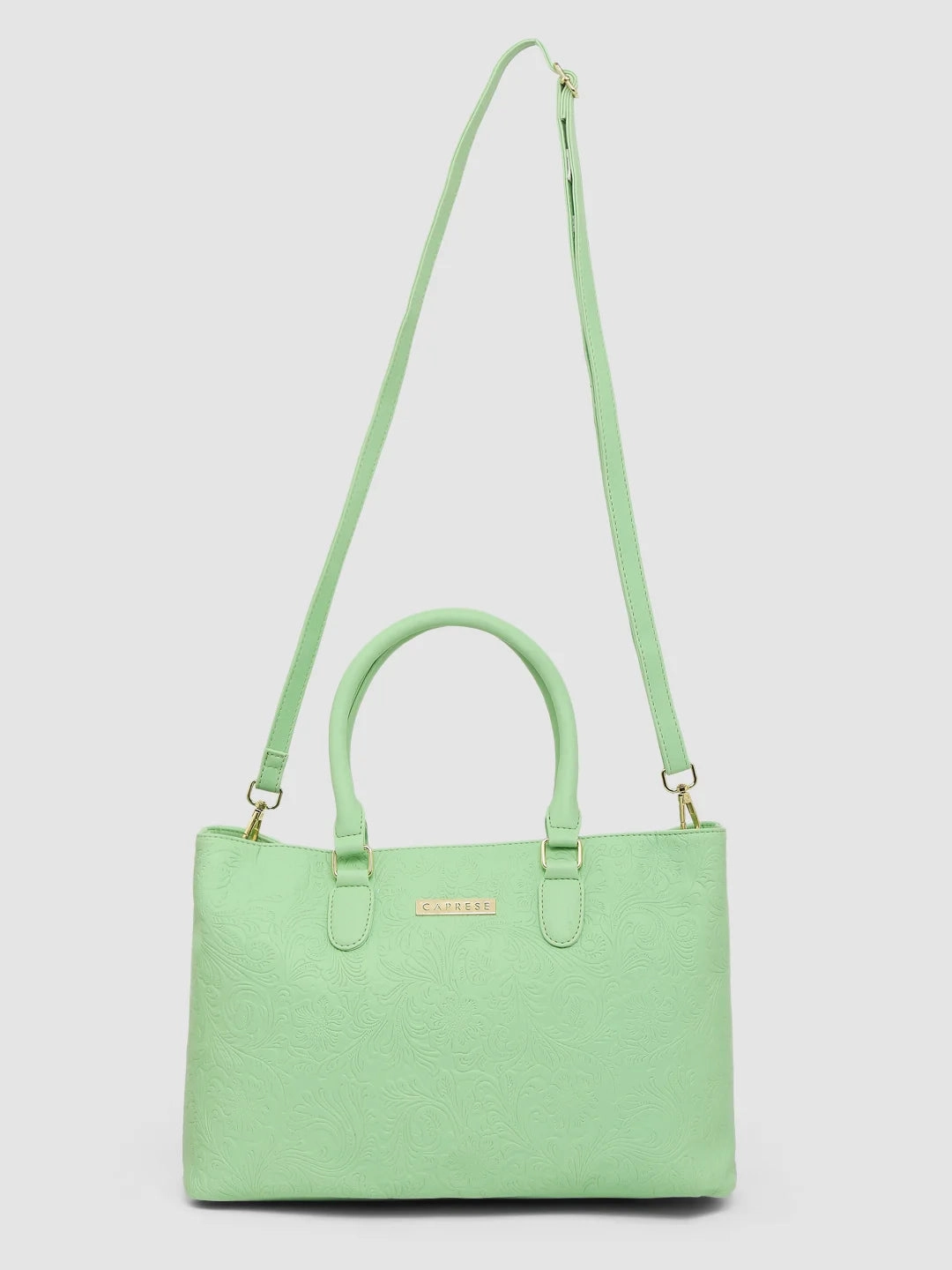 Caprese Avalon Floral Medium Green Ash Tote Bag