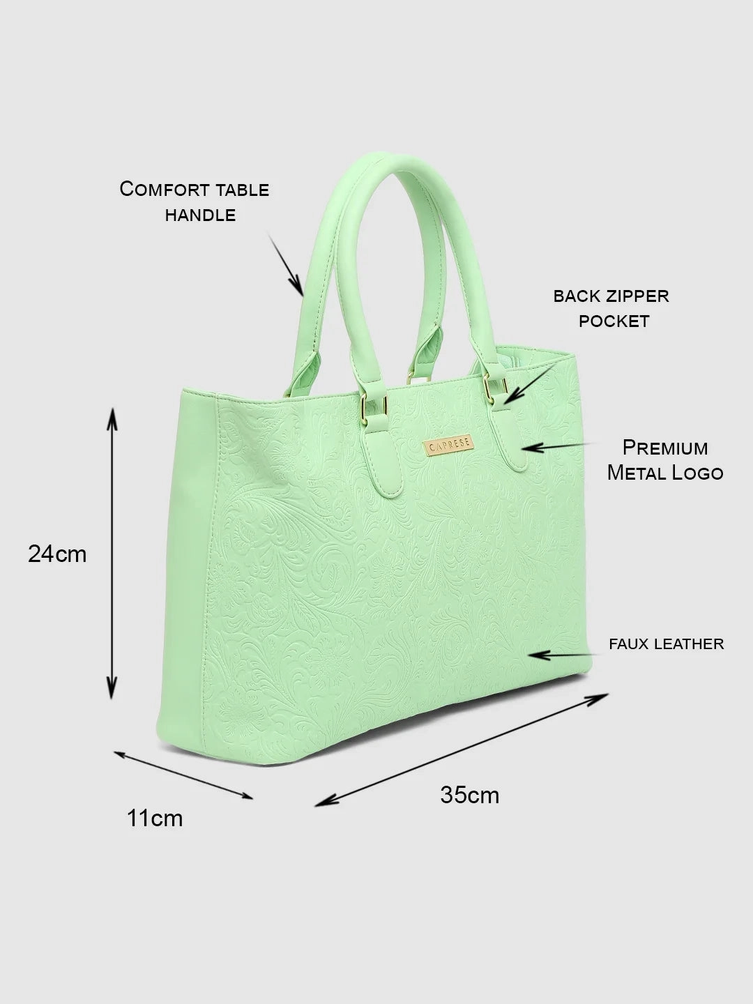 Caprese Avalon Floral Medium Green Ash Tote Bag