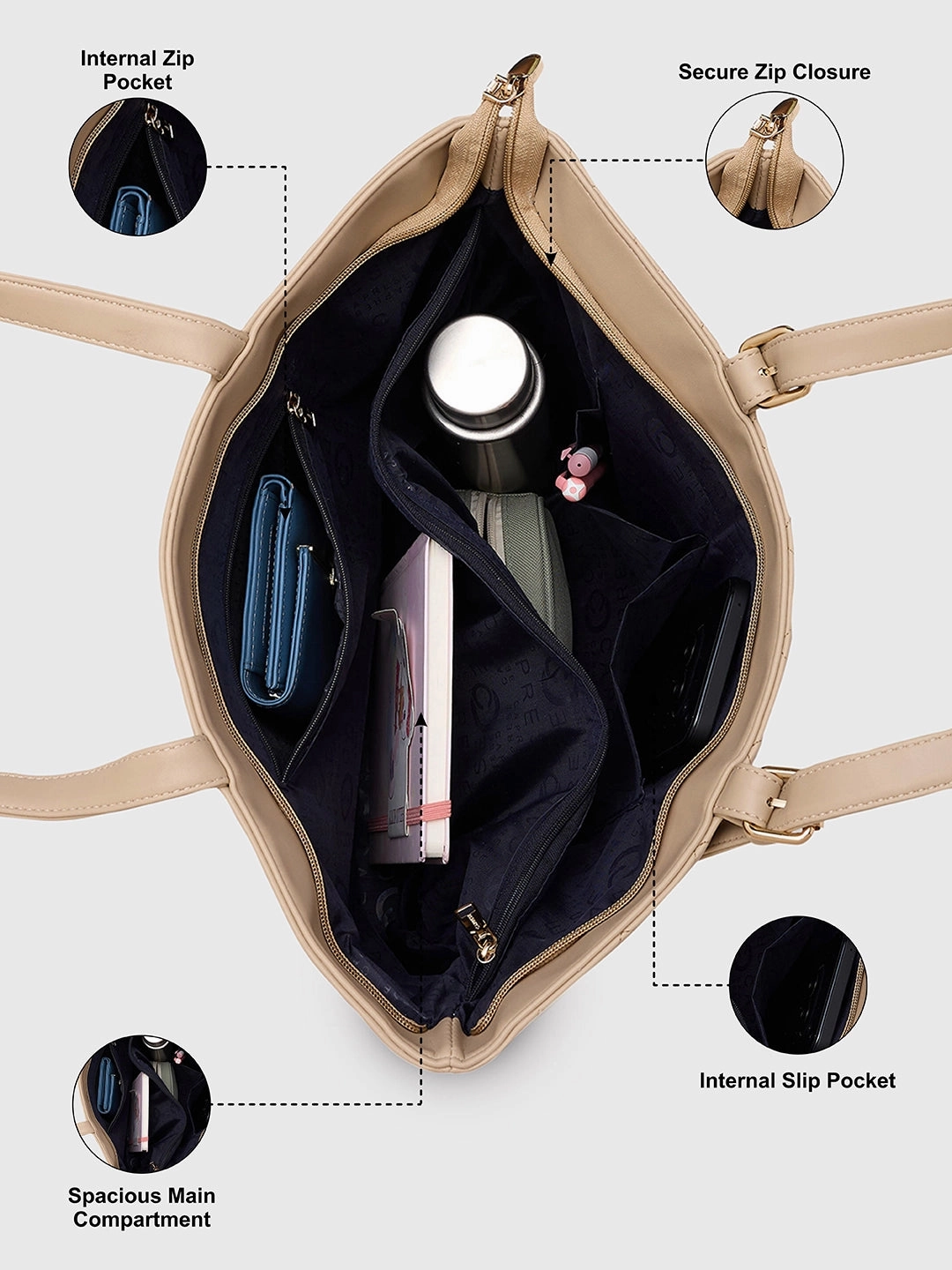 Caprese Bradley Medium Beige Tote Bag