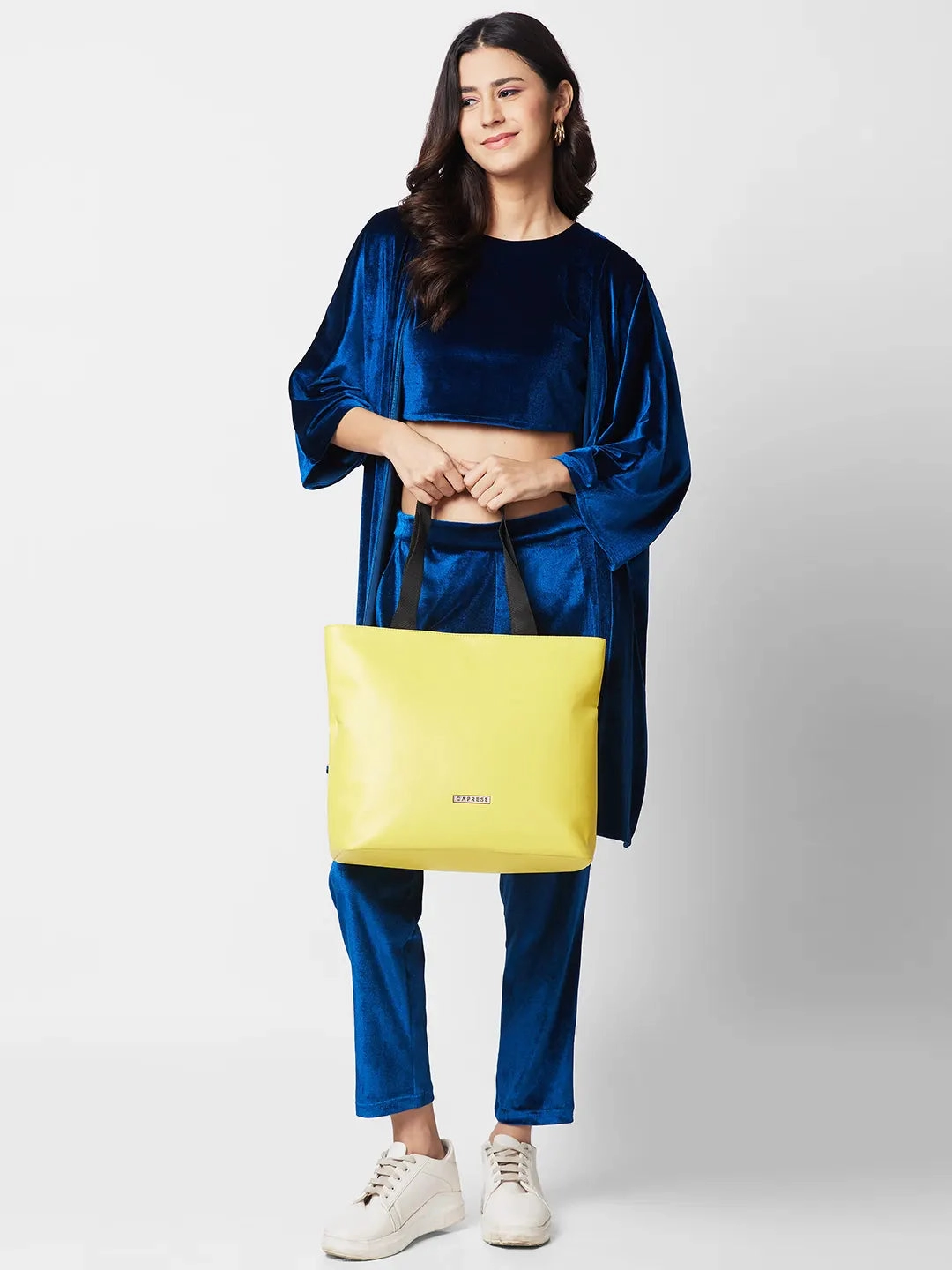 Caprese Macy Large Yellow & Black Tote Bag
