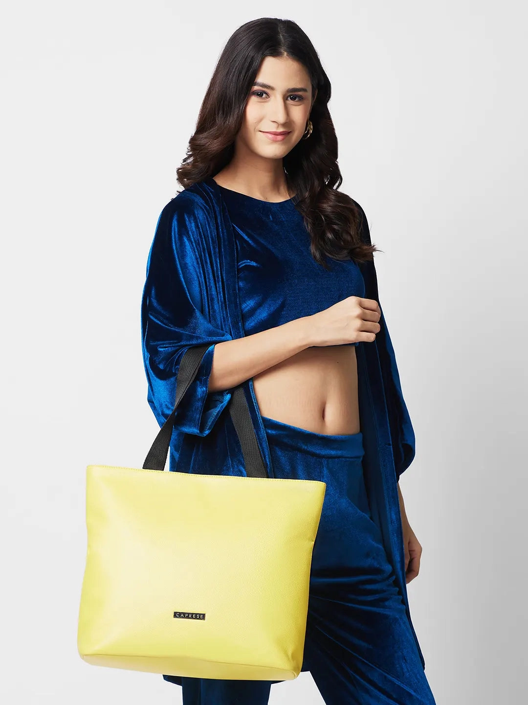 Caprese Macy Large Yellow & Black Tote Bag