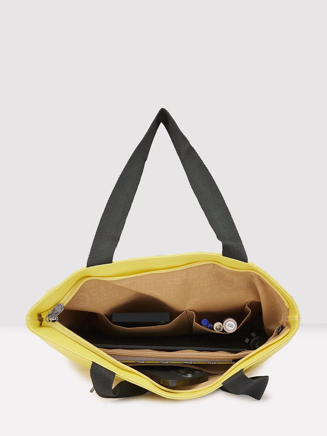 Caprese Macy Large Yellow & Black Tote Bag