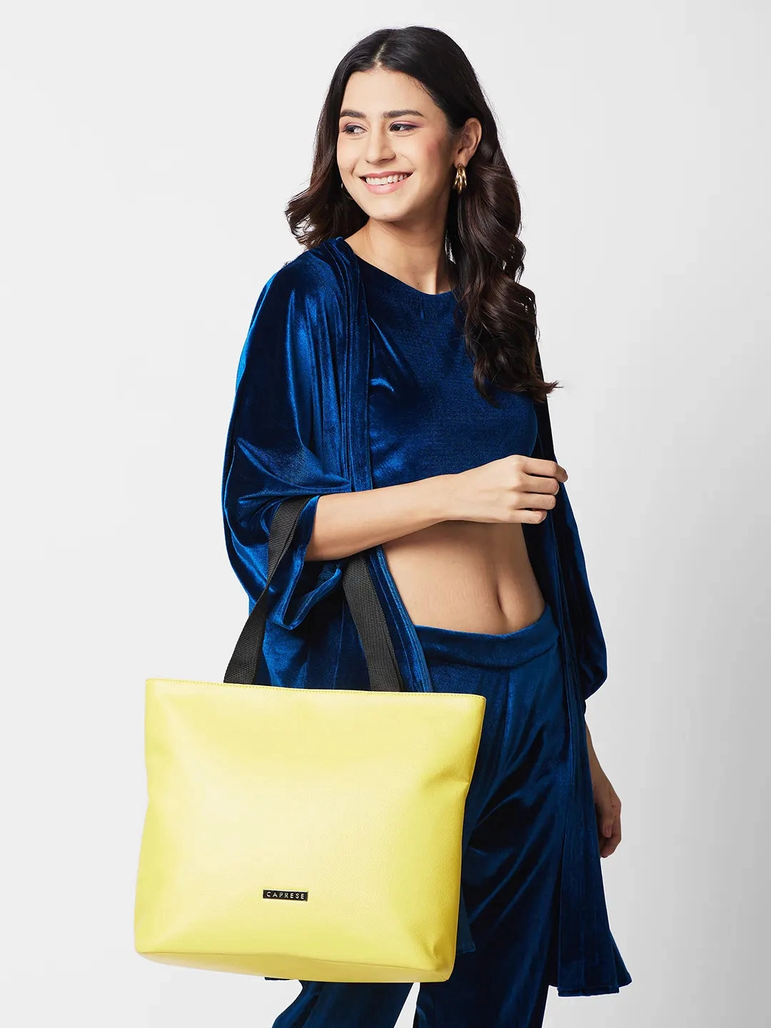 Caprese Macy Large Yellow & Black Tote Bag