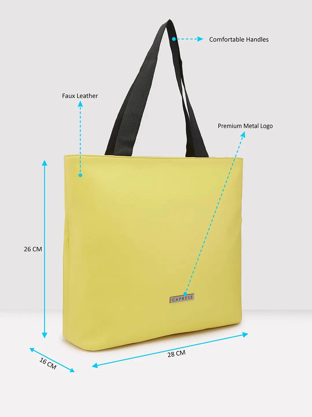 Caprese Macy Large Yellow & Black Tote Bag
