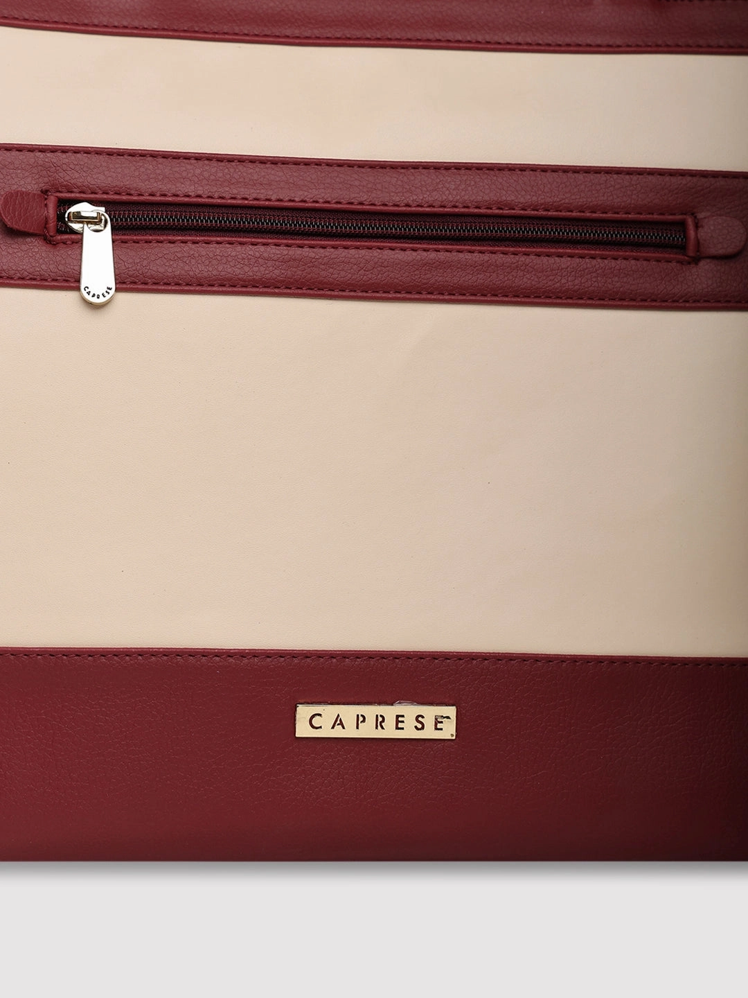 Caprese Marciano Medium Striped MaroonTote Bag