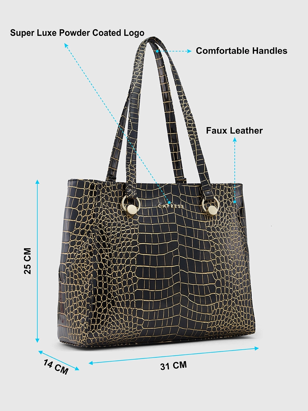 Caprese Miranda Large Black Tote Bag