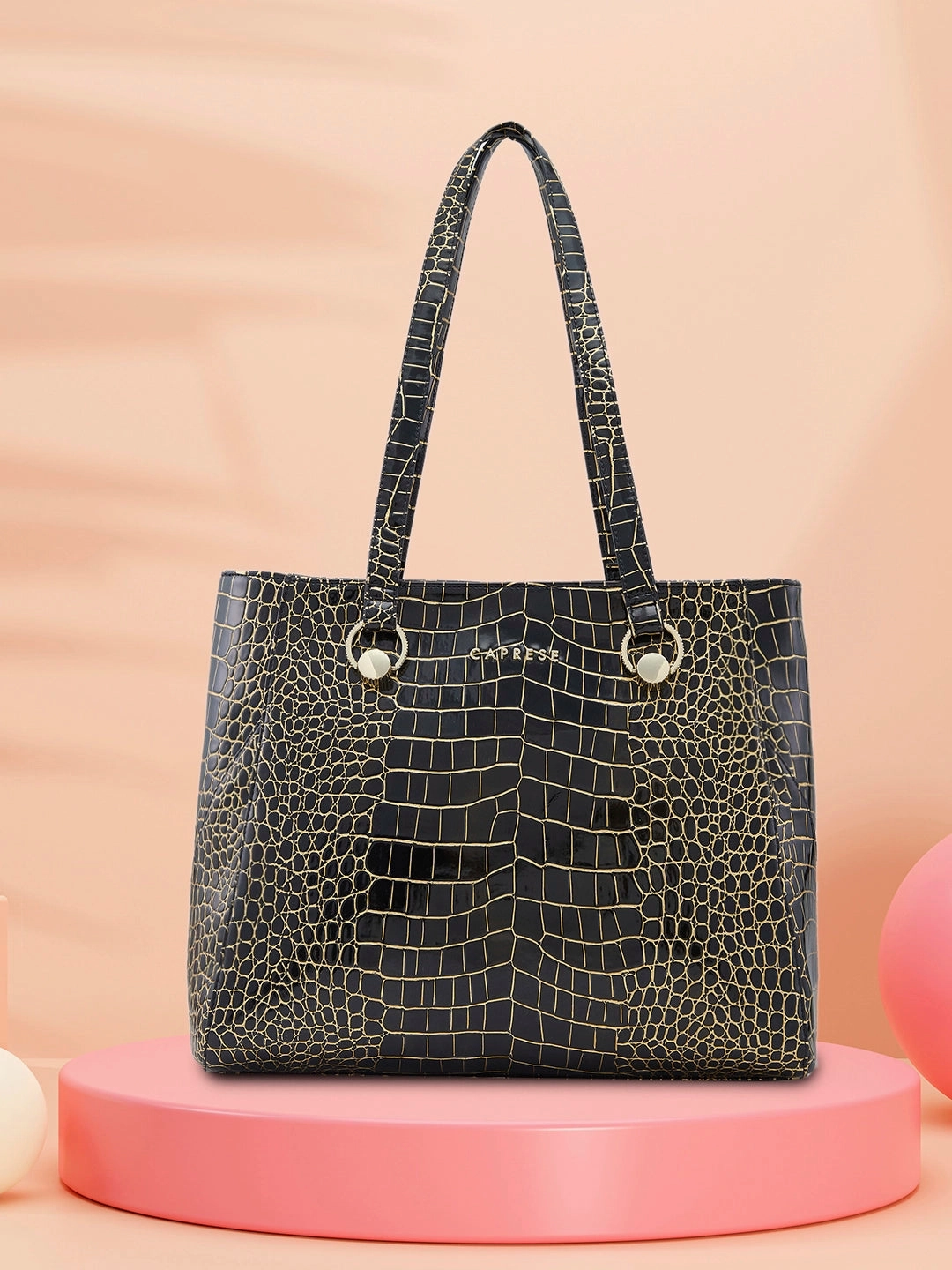 Caprese Miranda Large Black Tote Bag