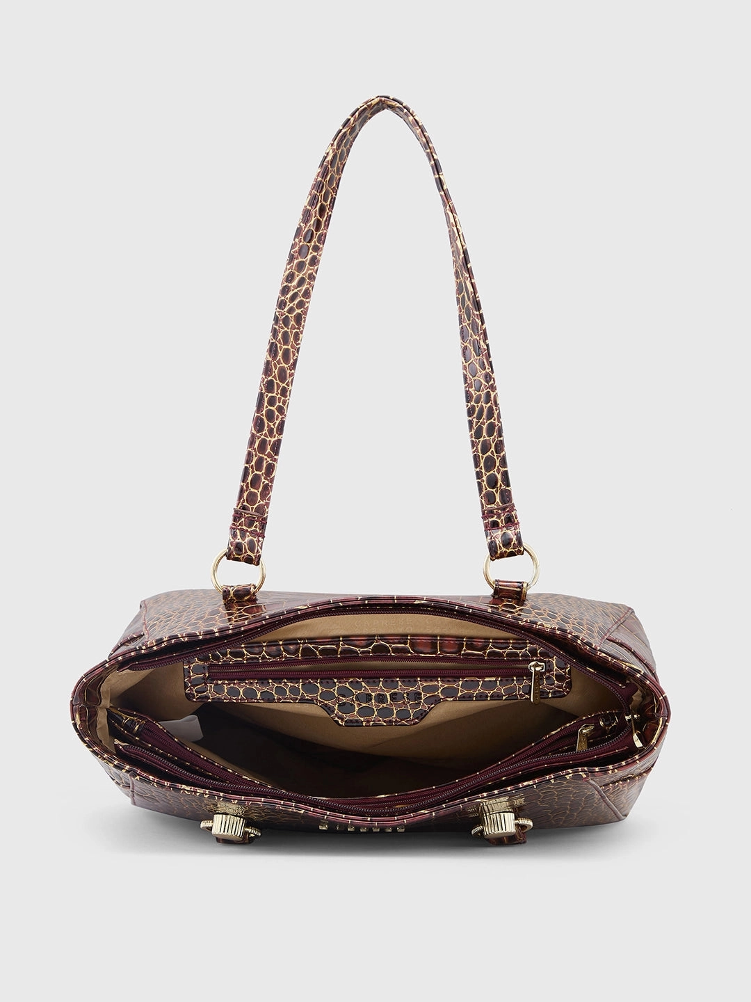 Caprese Miranda Large Croco Burgundy Tote Bag
