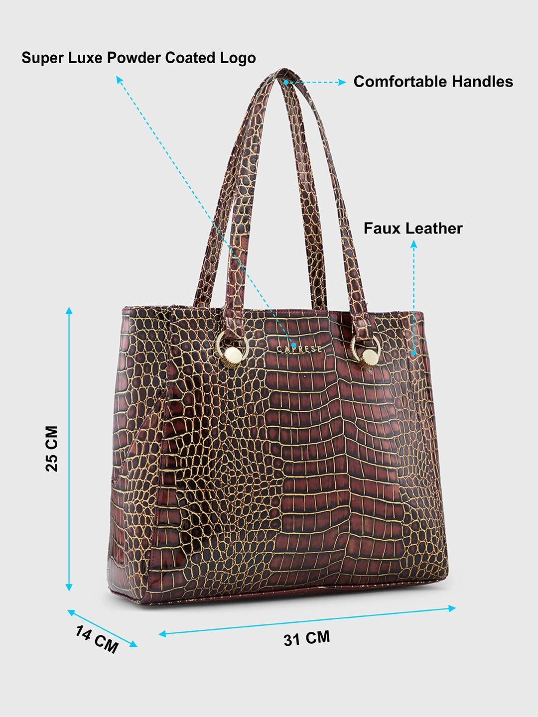 Caprese Miranda Large Croco Burgundy Tote Bag