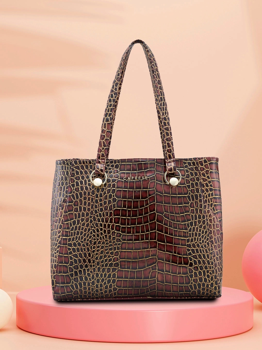 Caprese Miranda Large Croco Burgundy Tote Bag
