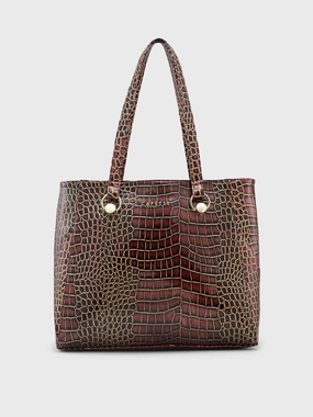 Caprese Miranda Large Croco Burgundy Tote Bag