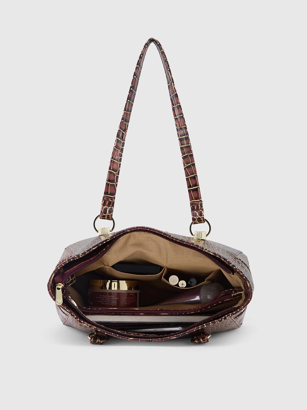 Caprese Miranda Large Croco Burgundy Tote Bag