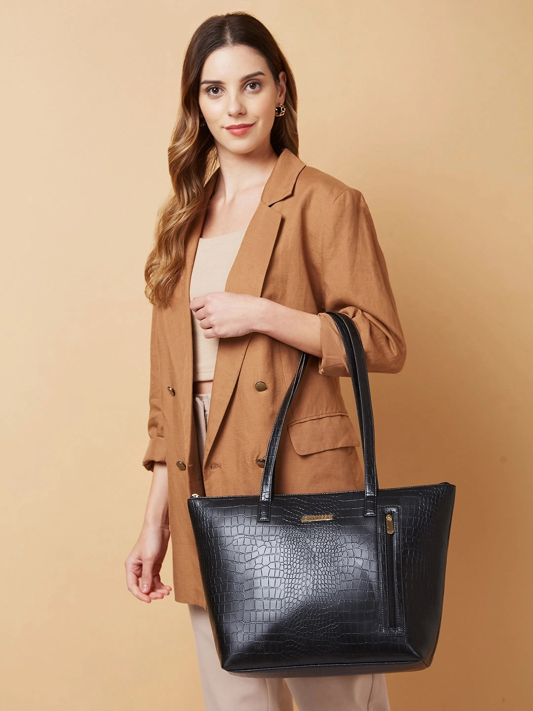 Caprese Natlie Large Black Tote Bag
