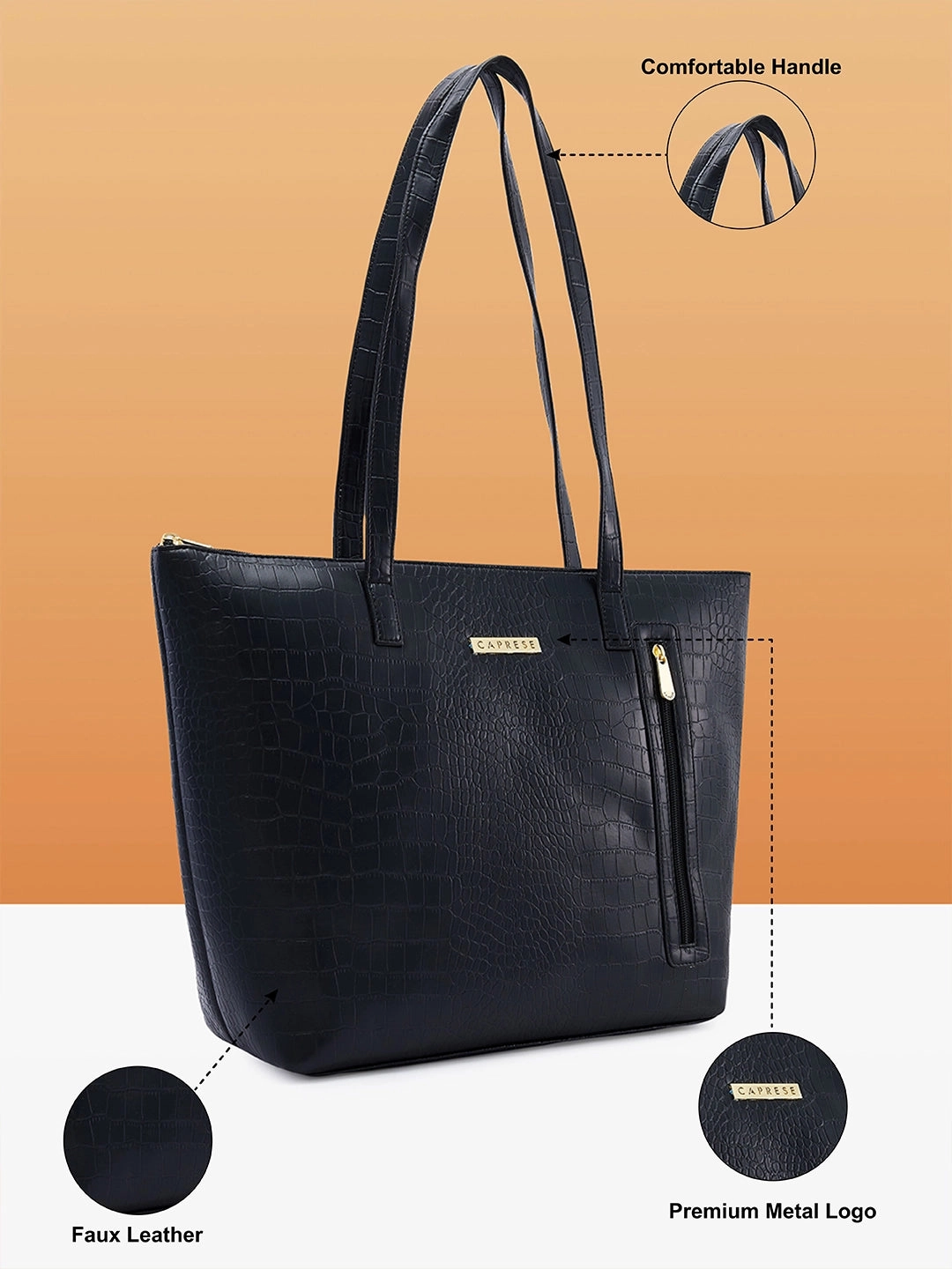 Caprese Natlie Large Black Tote Bag