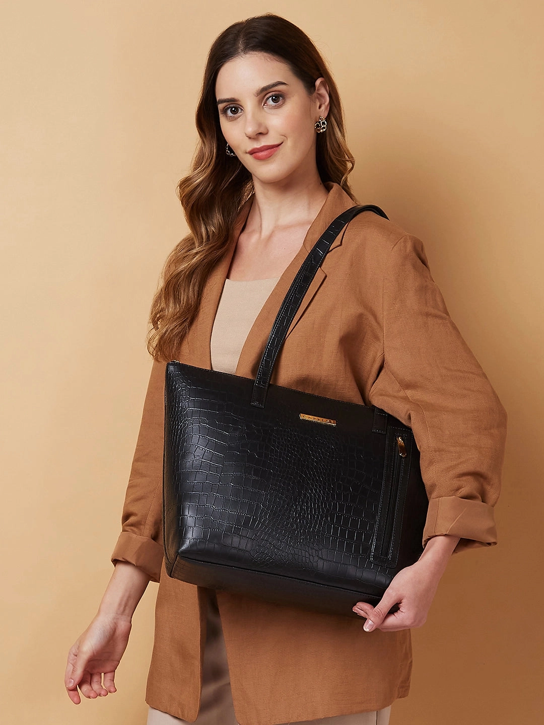 Caprese Natlie Large Black Tote Bag