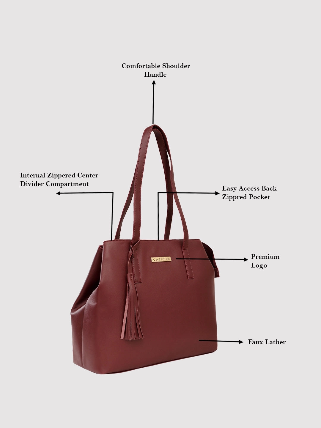 Caprese Pearl Medium Grape Tote Bag