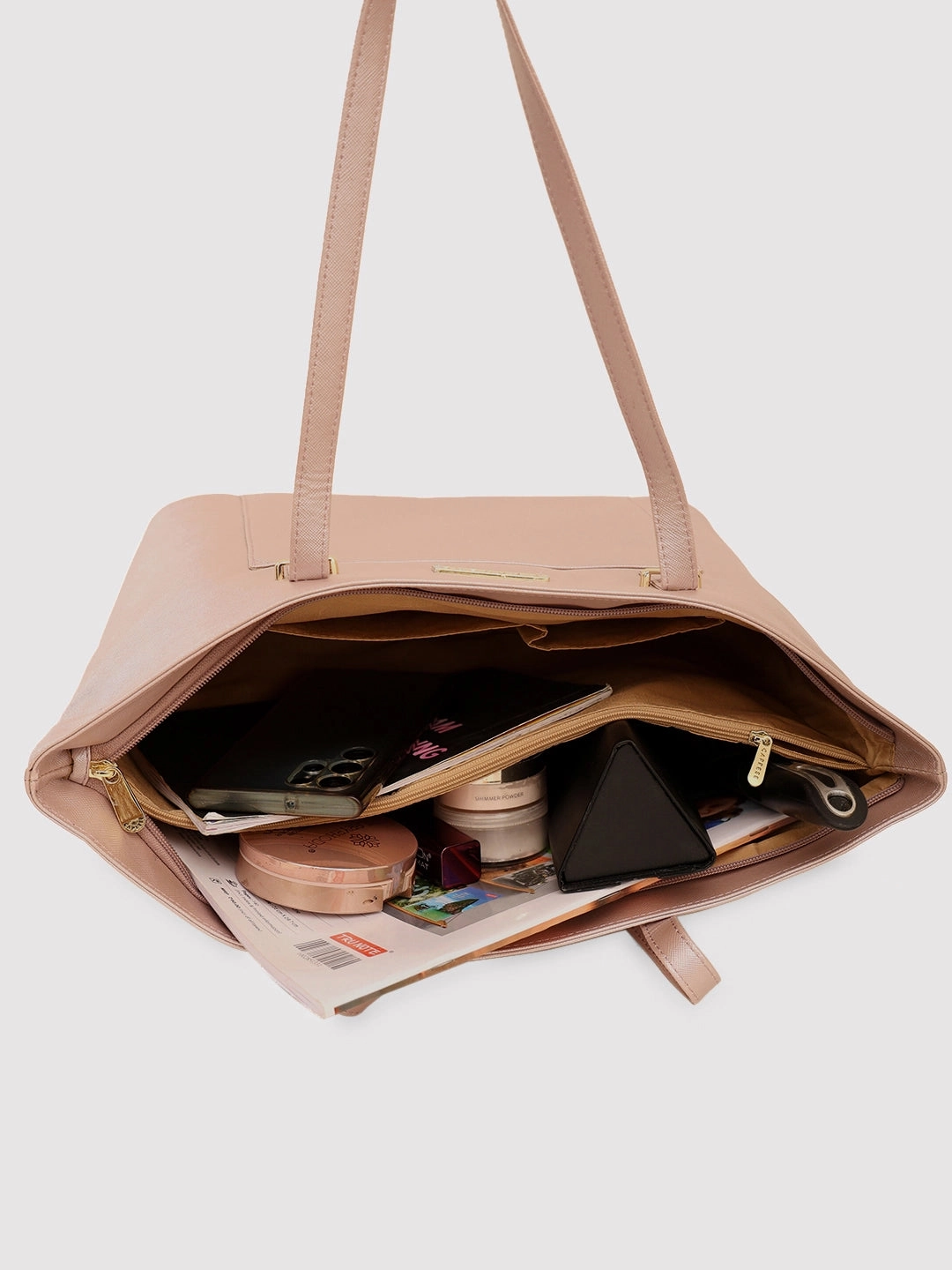 Caprese Rimona Medium Metallic Blush Tote Bag