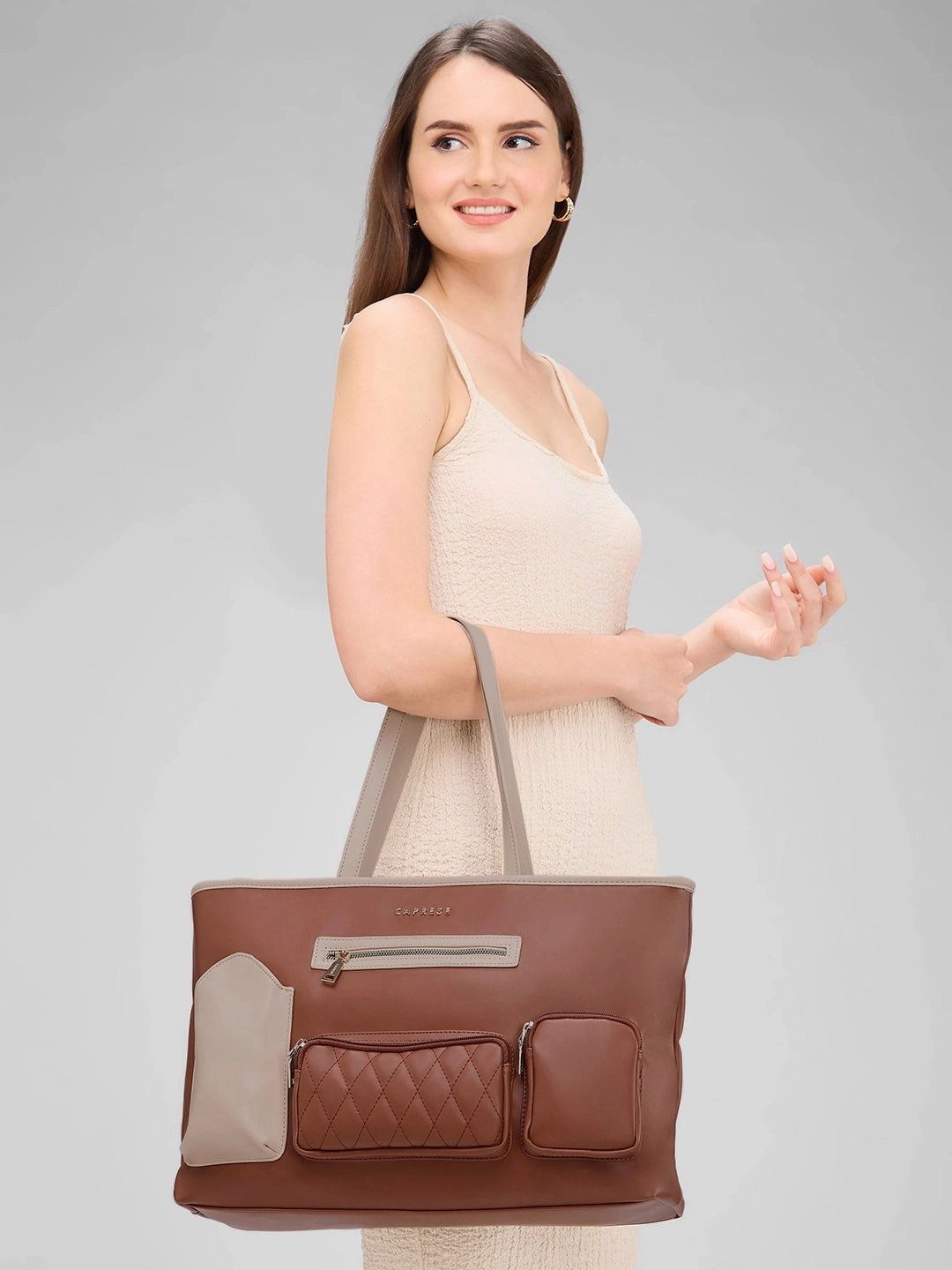 Caprese Roberta Large Brown Tote Bag
