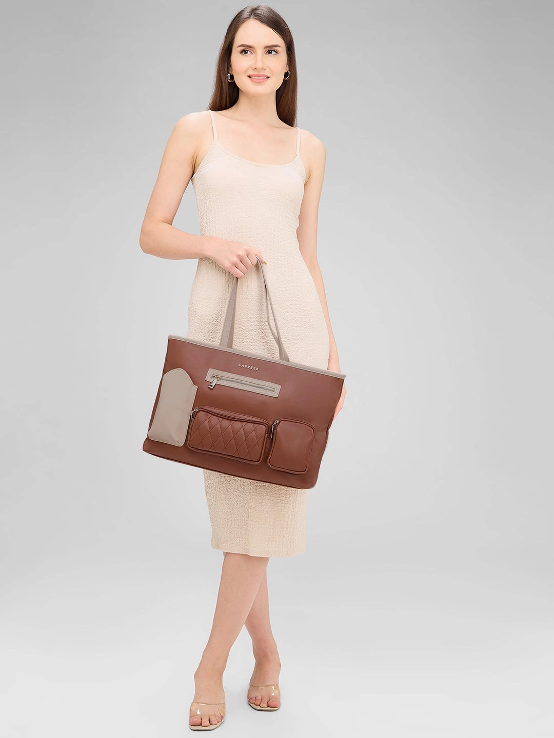 Caprese Roberta Large Brown Tote Bag