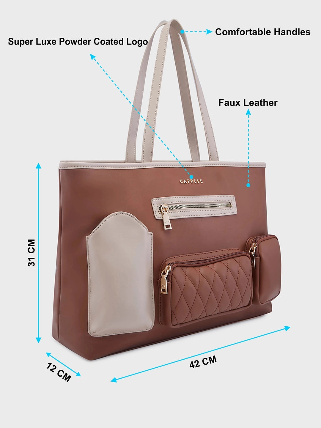 Caprese Roberta Large Brown Tote Bag