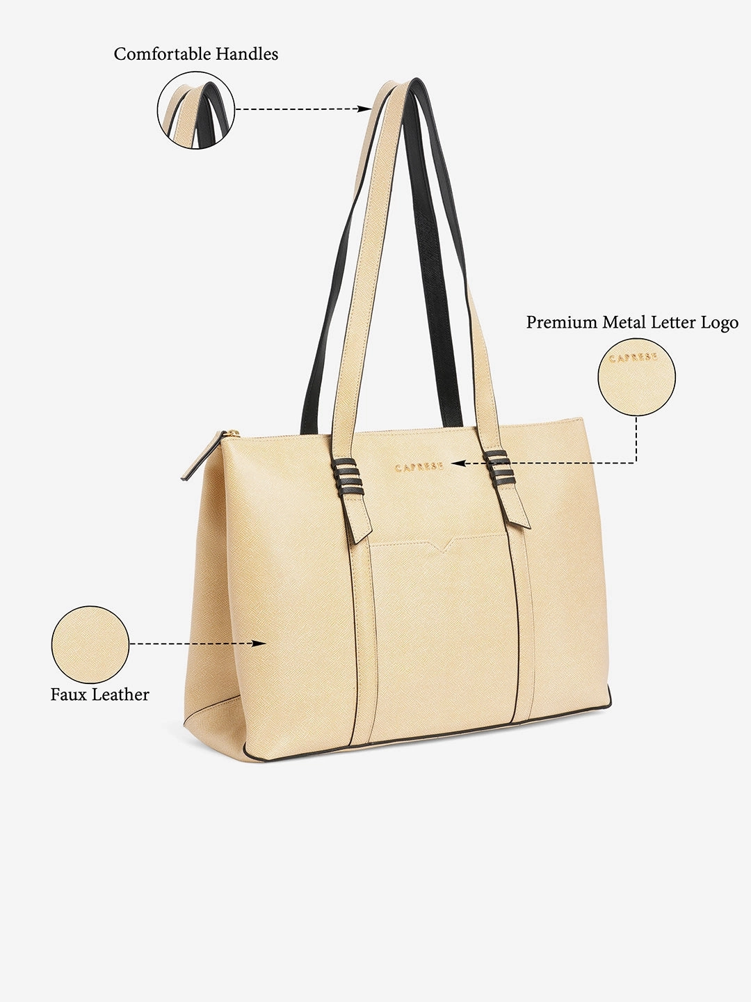 Caprese Roma Large Beige Tote Bag