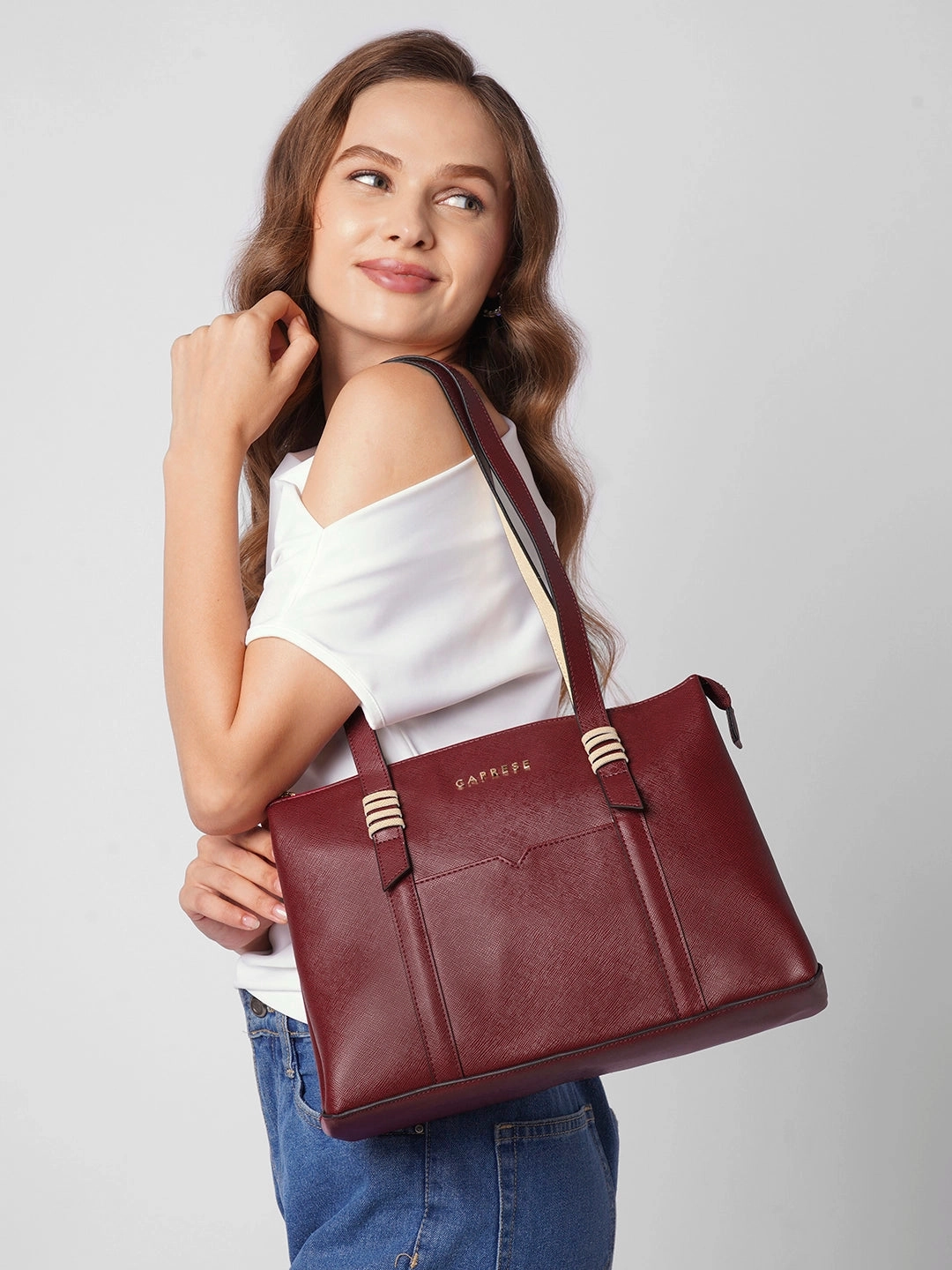 Caprese Roma Large Red Tote Bag