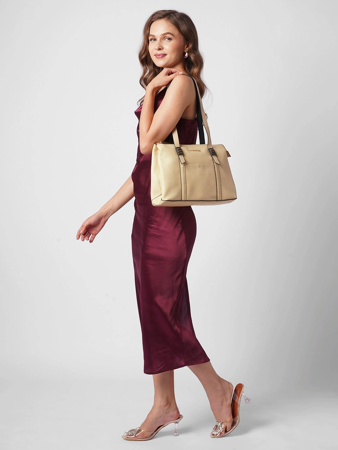 Caprese Roma Medium Beige Tote Bag
