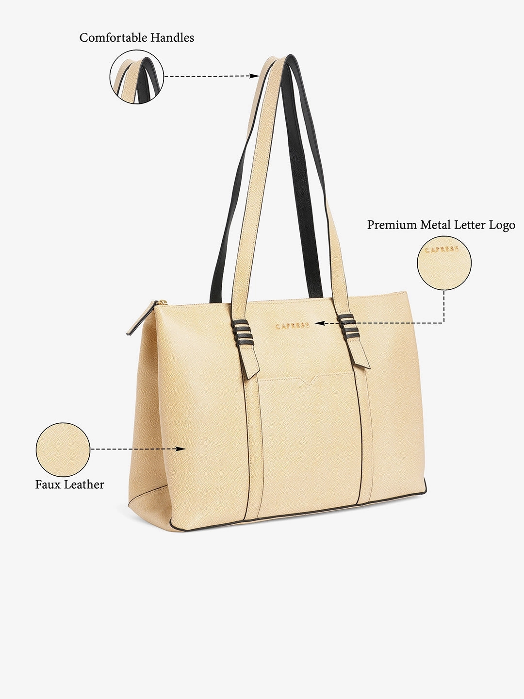 Caprese Roma Medium Beige Tote Bag