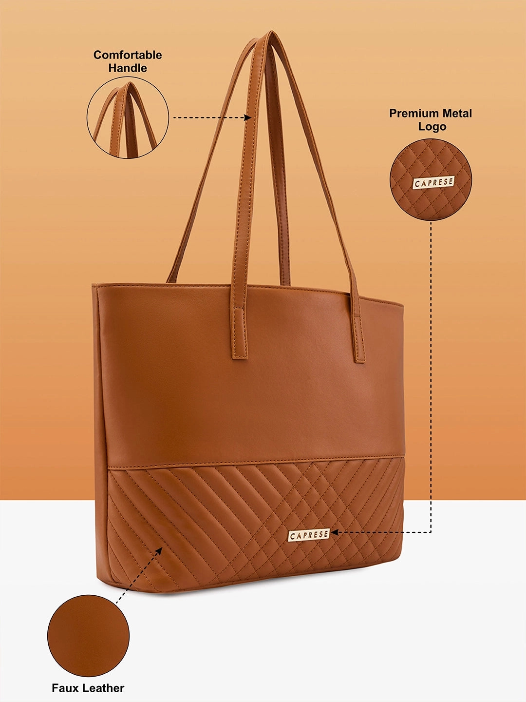 Caprese Serene Medium Tan Tote Bag