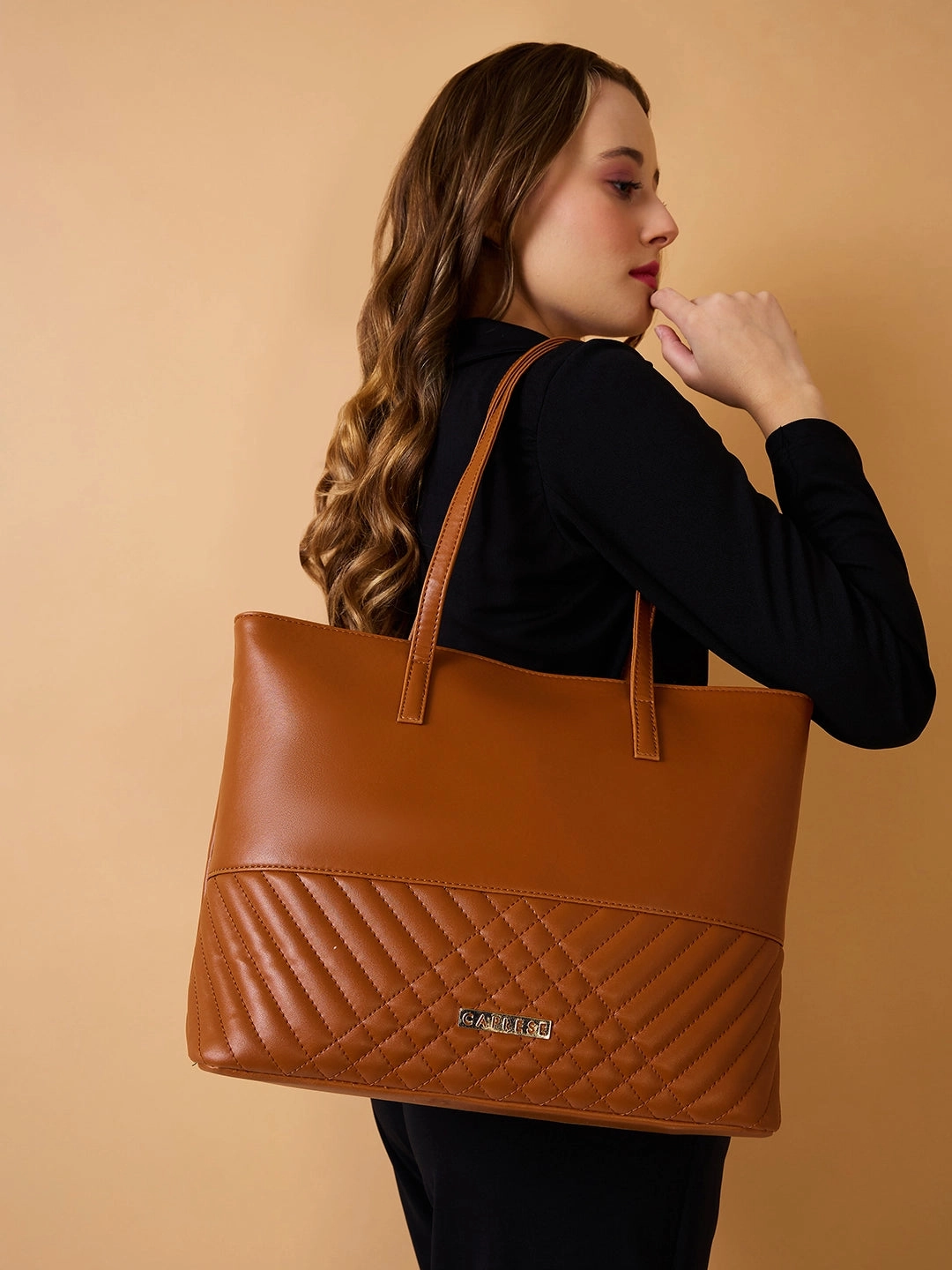 Caprese Serene Medium Tan Tote Bag