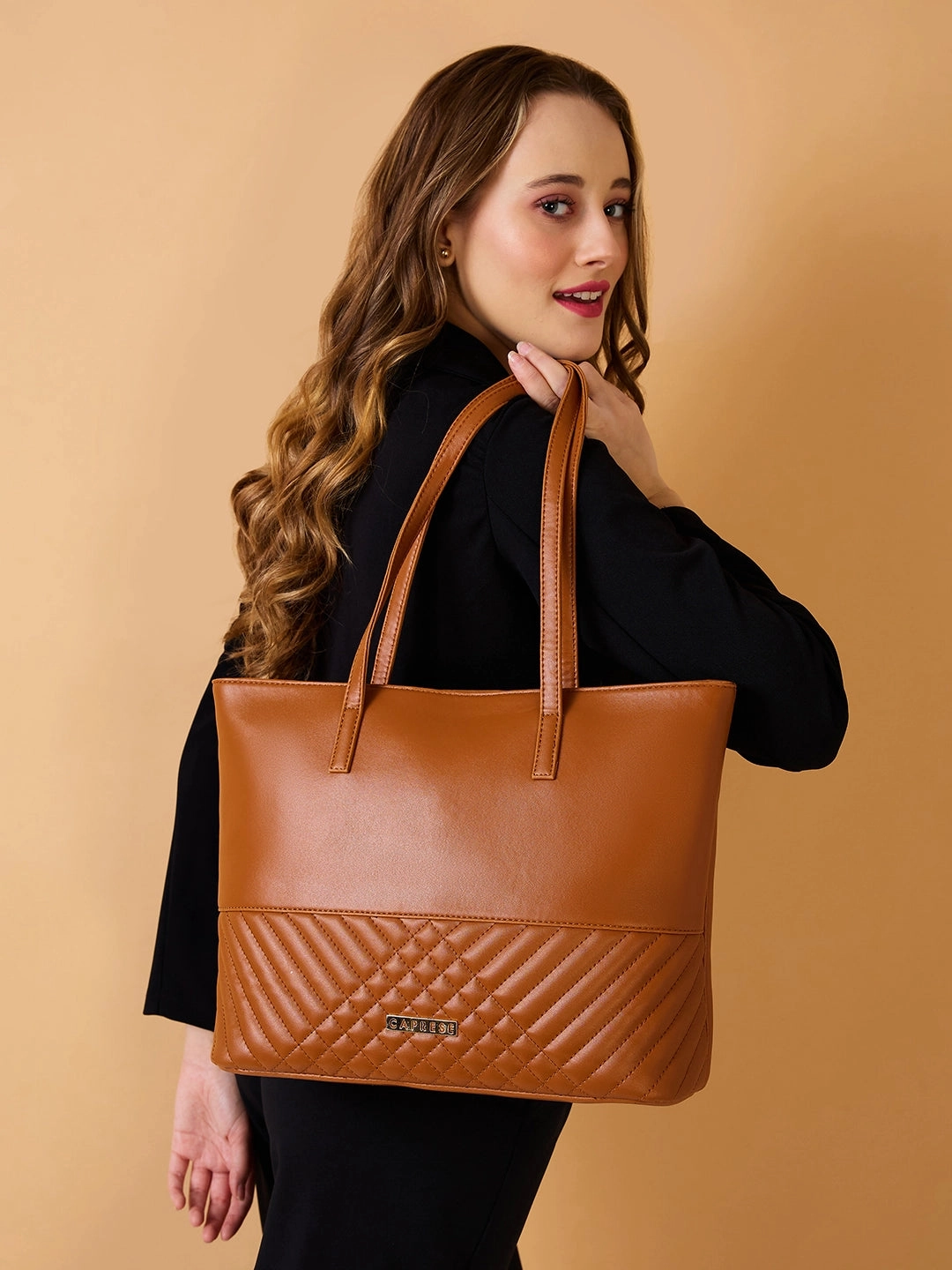 Caprese Serene Medium Tan Tote Bag
