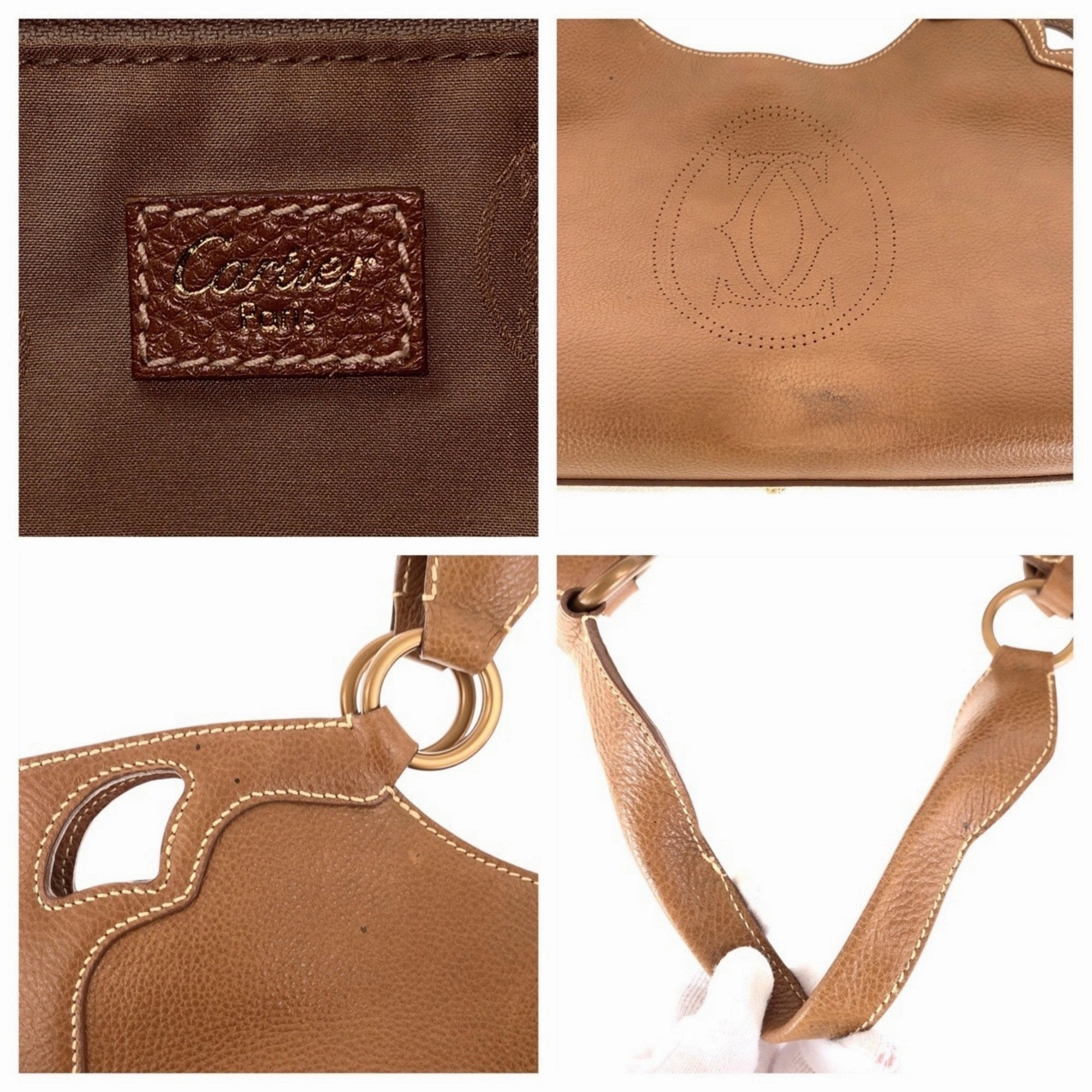 Cartier Leather Handbag Shoulder Bag (Pre-Owned)