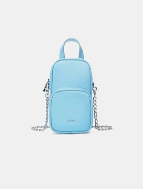 Cassandra Vegan Leather Phone Crossbody | Light Blue Nylon