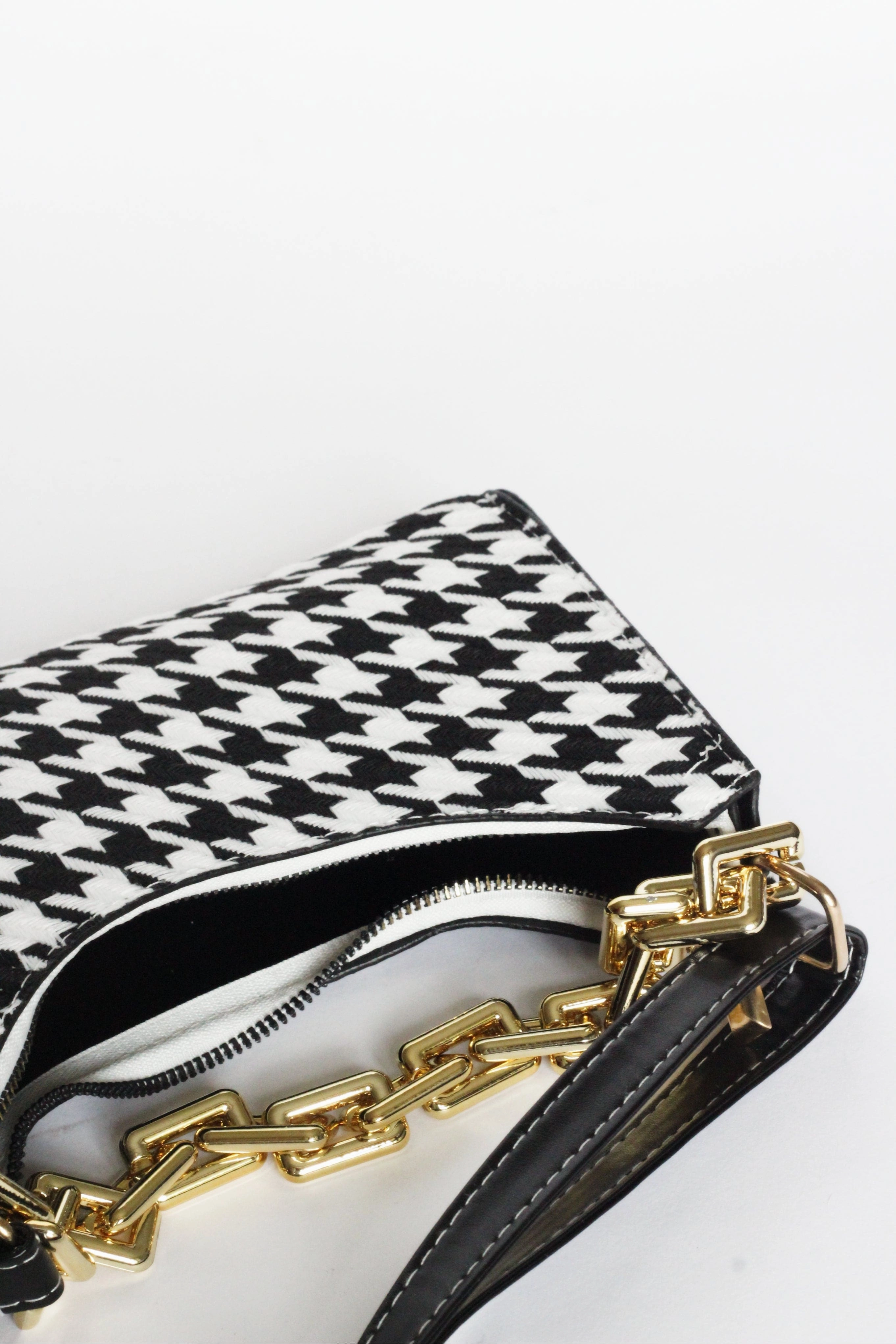 Cassia Houndstooth Mini Shoulder Bag | Black