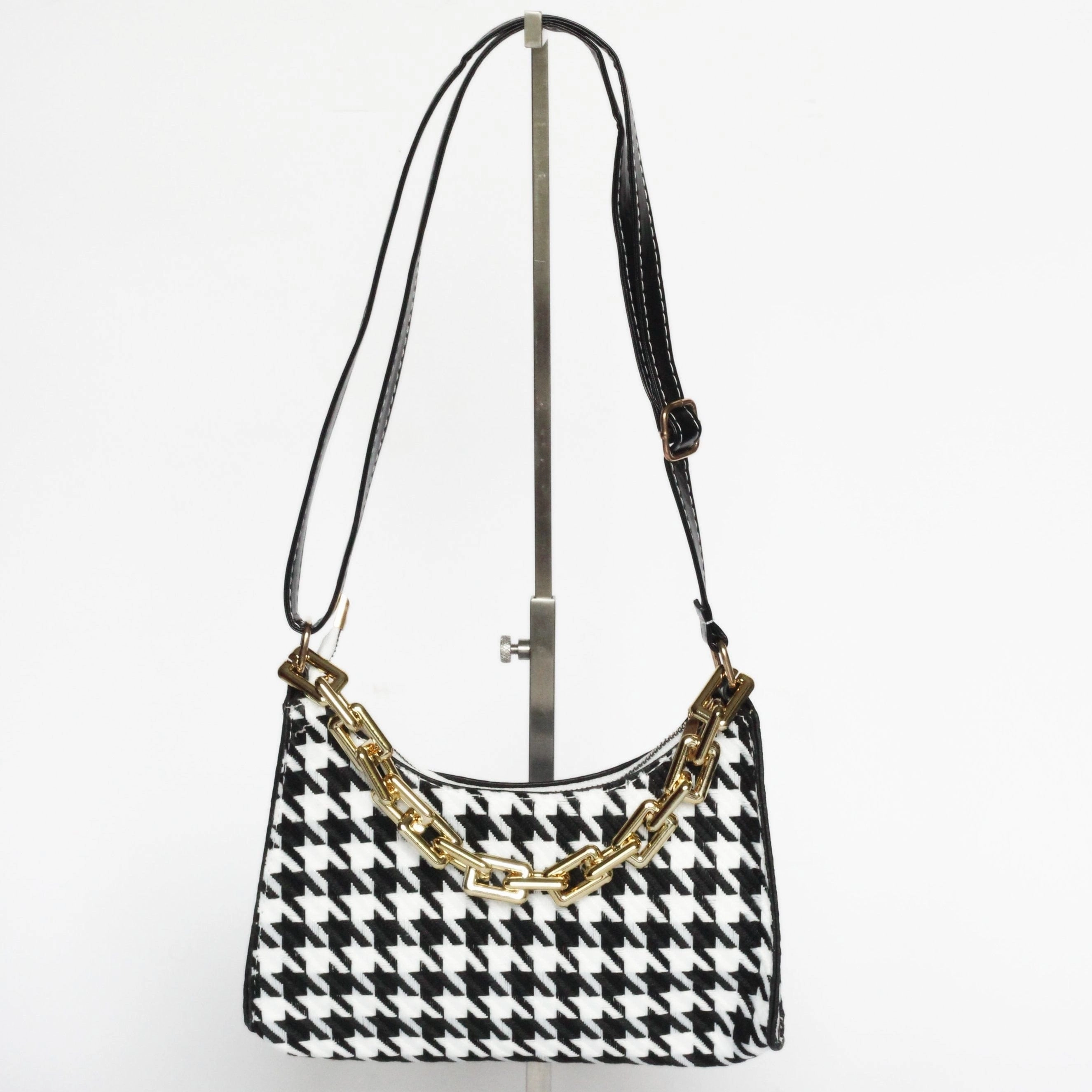 Cassia Houndstooth Mini Shoulder Bag | Black