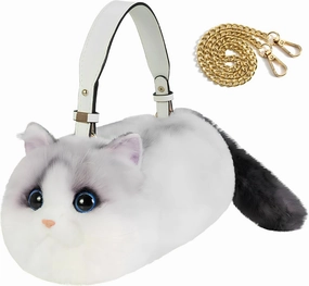 Cat Crossbody Bag Cat Shaped Purse with Adjustable Strap and Metal Chain, Cat Purse for Women