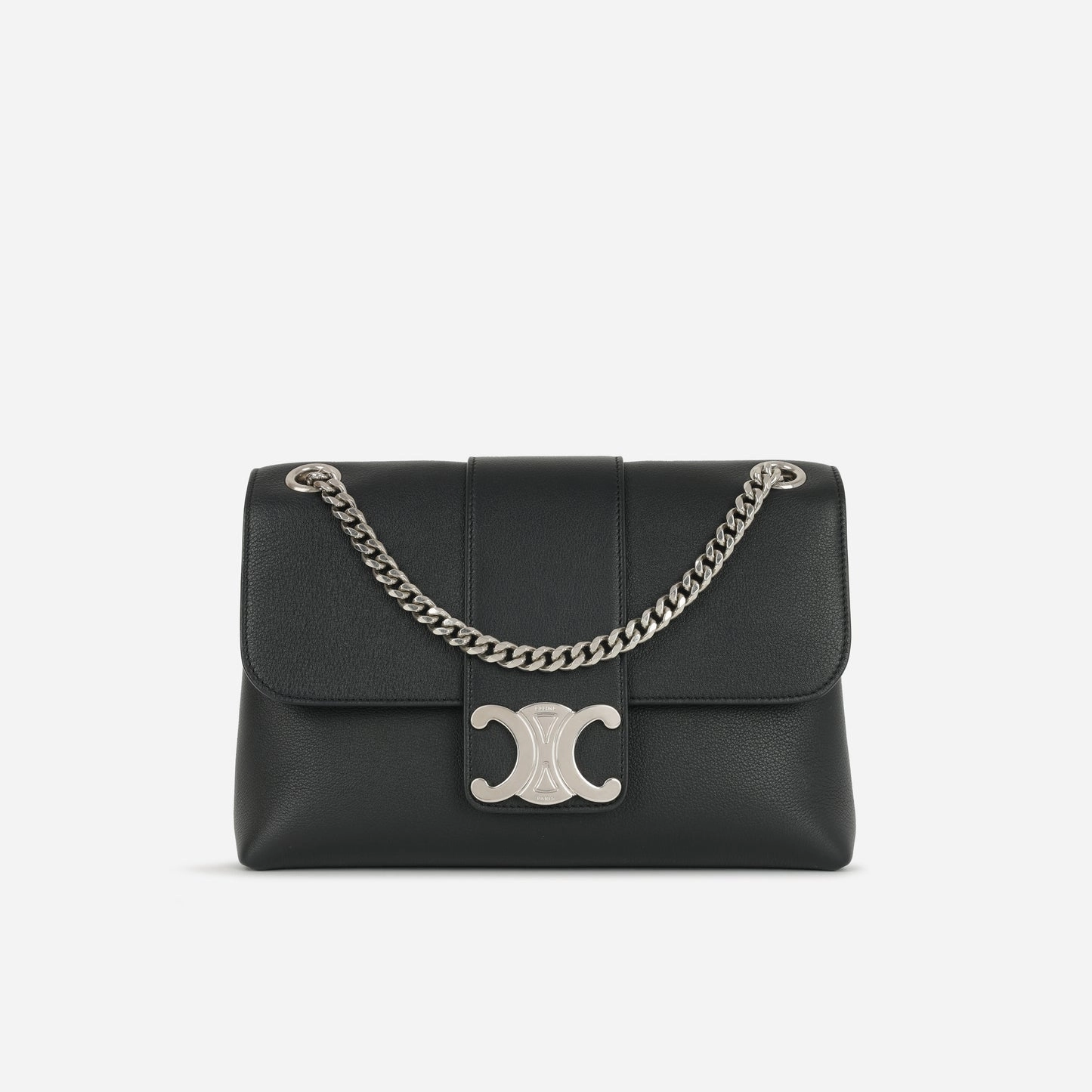 Celine - Medium Victoire Bag - Black Calfskin SHW - Pre-Loved