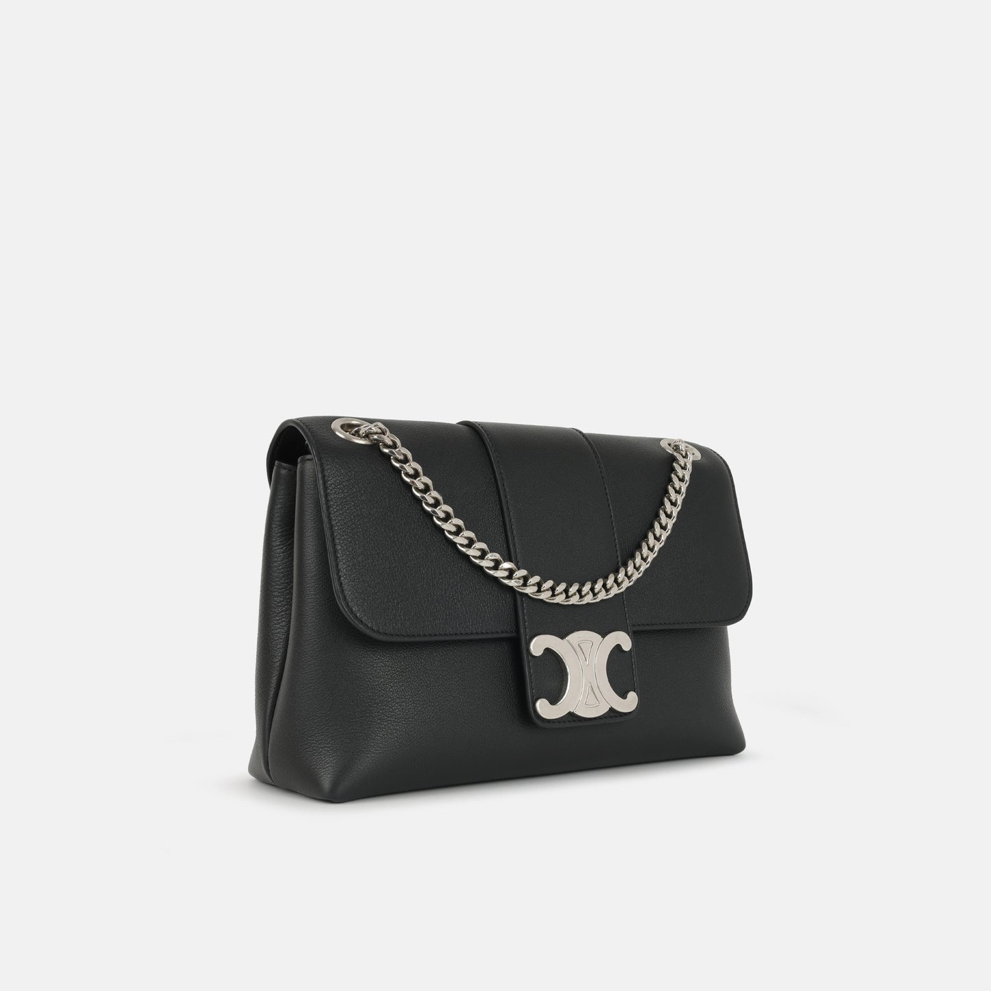 Celine - Medium Victoire Bag - Black Calfskin SHW - Pre-Loved