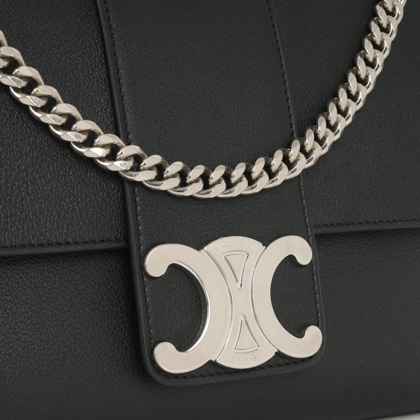 Celine - Medium Victoire Bag - Black Calfskin SHW - Pre-Loved