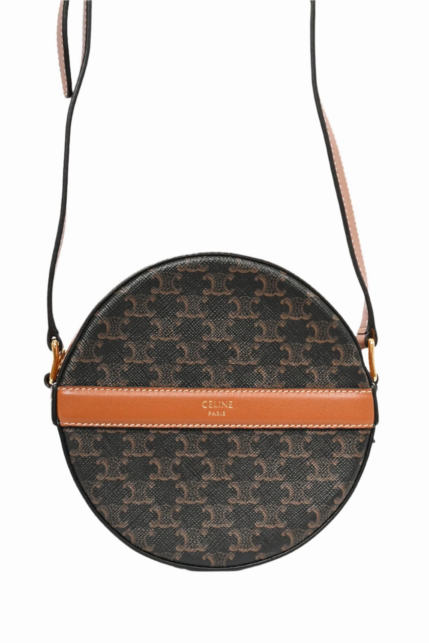 Celine Brown Leather Triomphe Round Purse