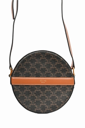 Celine Brown Leather Triomphe Round Purse
