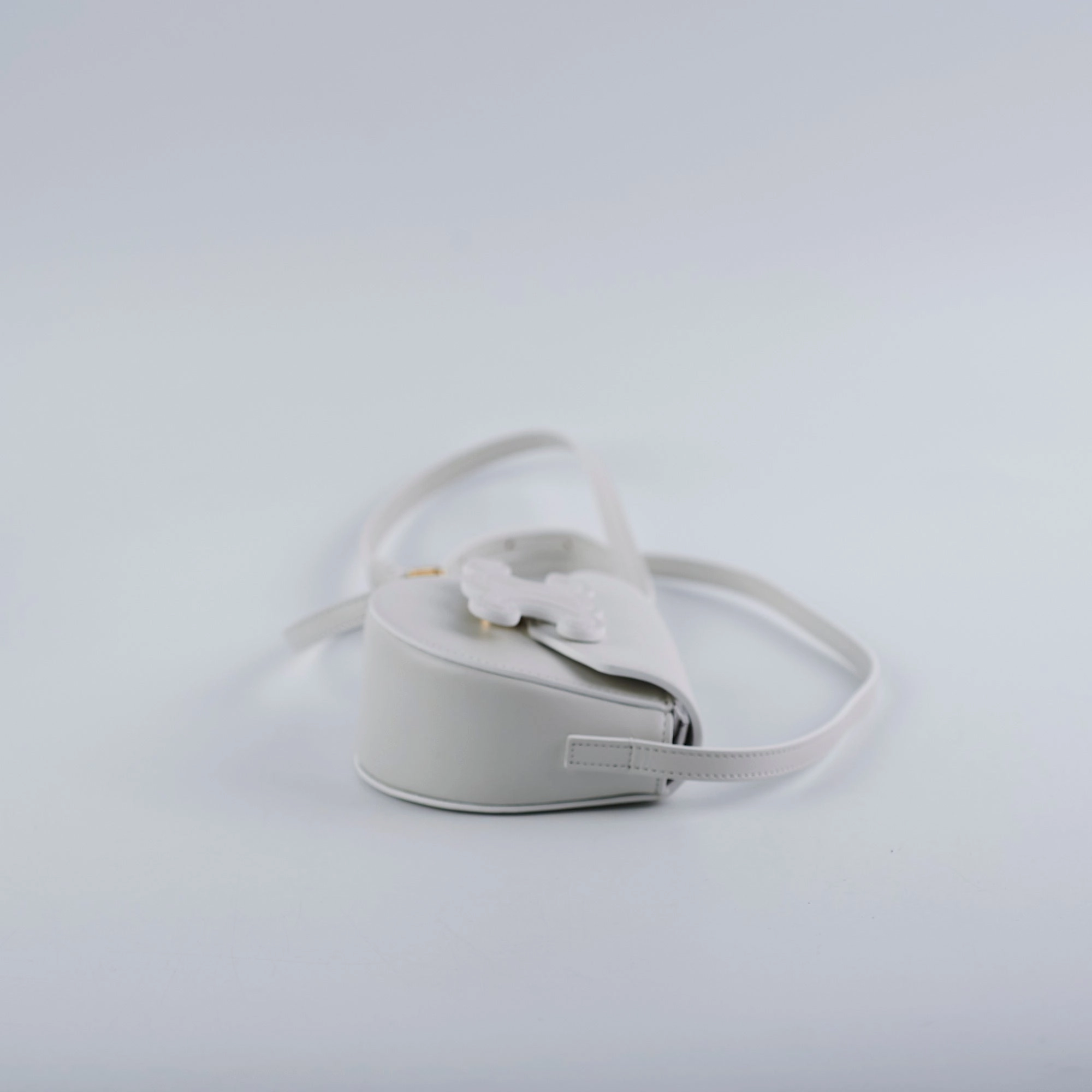 Celine Cuir Mini Triomphe White Crossbody Bag