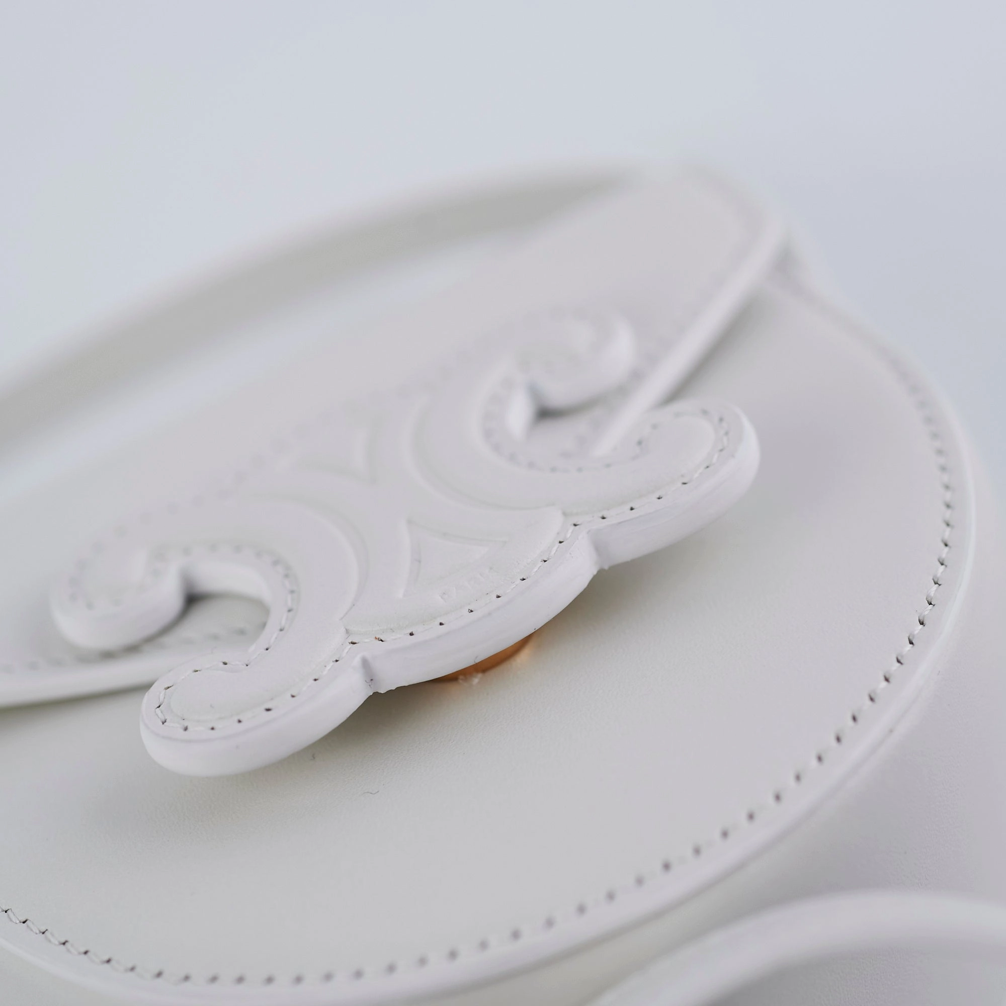 Celine Cuir Mini Triomphe White Crossbody Bag